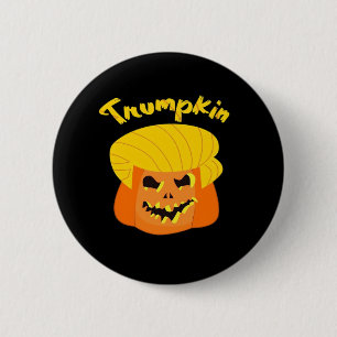 Trumpkin Pumpkin Halloween Design - Retro Slogan Button