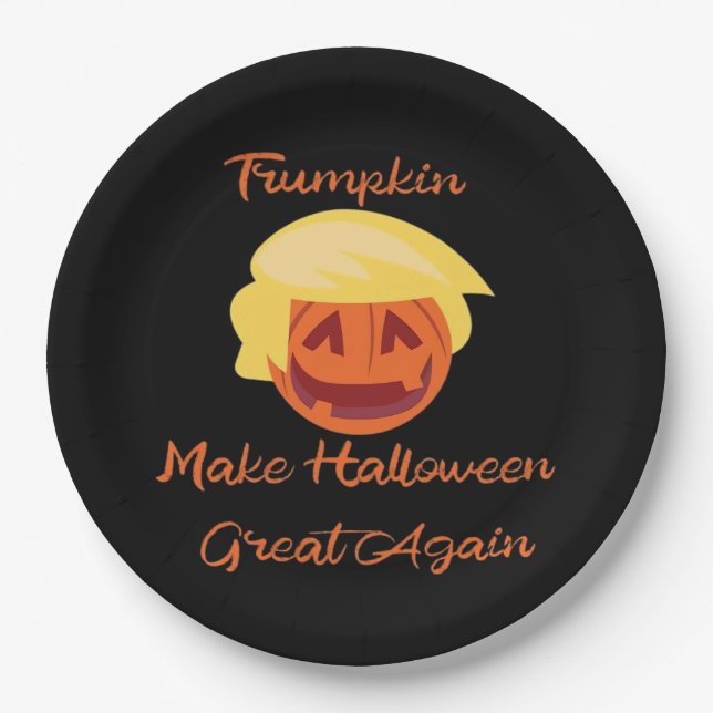 Trumpkin Pumpkin Halloween Design - Spooky Basic S Pappteller (Vorderseite)