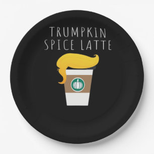 Trumpkin Spice Latte Funny Donald Joke Pumpkin Spi Pappteller