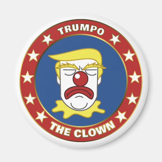 Trumpo der Clown - Donald Trump Cartoon Magnet (Vorne)