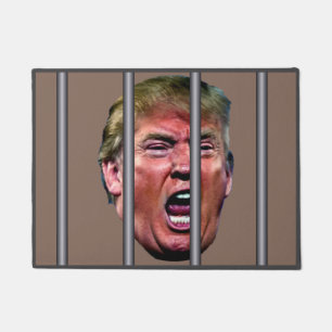 Trumps glänzender Kopf hinter Gefängnisbars Fußmatte