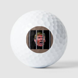 Trumps glänzender Kopf hinter Gefängnisbars Golfball