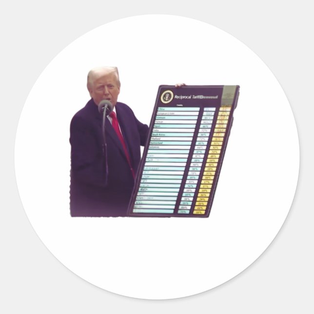 Trumps "Liberation Day"-Tarifankündigung Runder Aufkleber (Vorderseite)