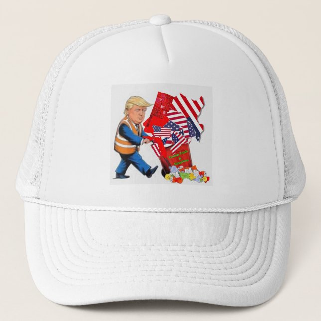 Trumps Mülleimer und recycelnd Mütze (Vorderseite)