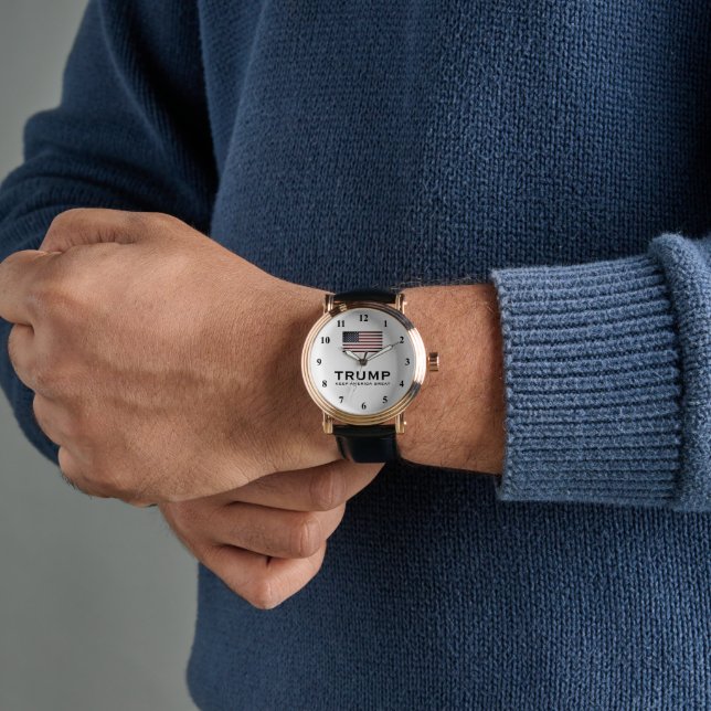 Trumps Uhr Rose Gold und Leder 44 mm (Handgelenk)