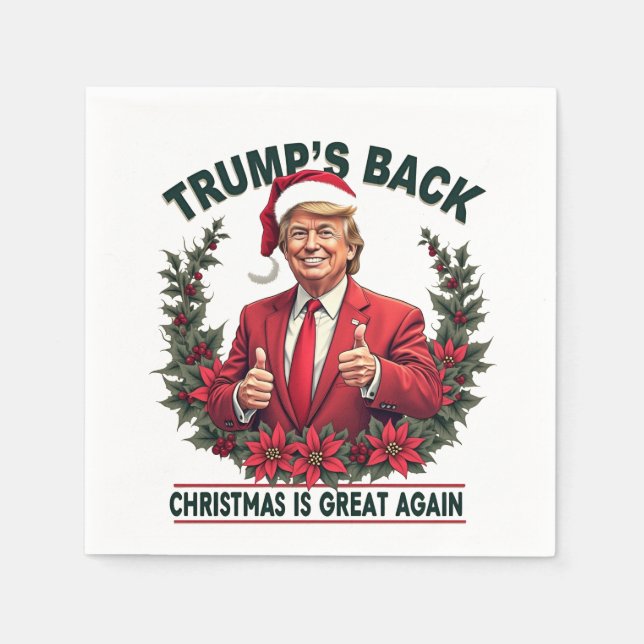 Trumps Zurück Weihnachten ist wieder großartig Wei Serviette (Vorderseite)