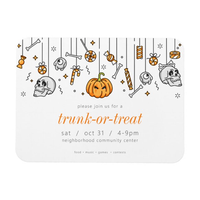 Trunk oder Leckerei Modernes Chic Halloween-Party Magnet (Horizontal)