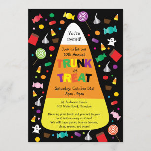 Trunk ou traiter Halloween Candy Invitation