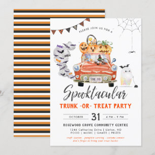 Trunk Ou Treat  Invitation du parti Halloween