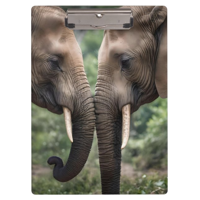 "Trunk to Trunk: Eine sanfte ElefantenEmbrace" Klemmbrett (Vorderseite)