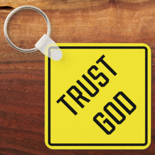 Trust God Metal Square Schlüsselanhänger