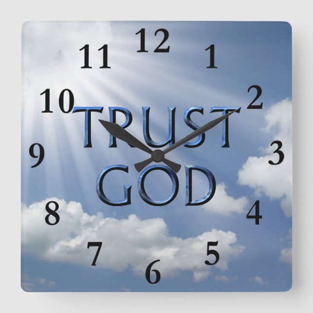 TRUST GOD QUADRATISCHE WANDUHR (Vorderseite)