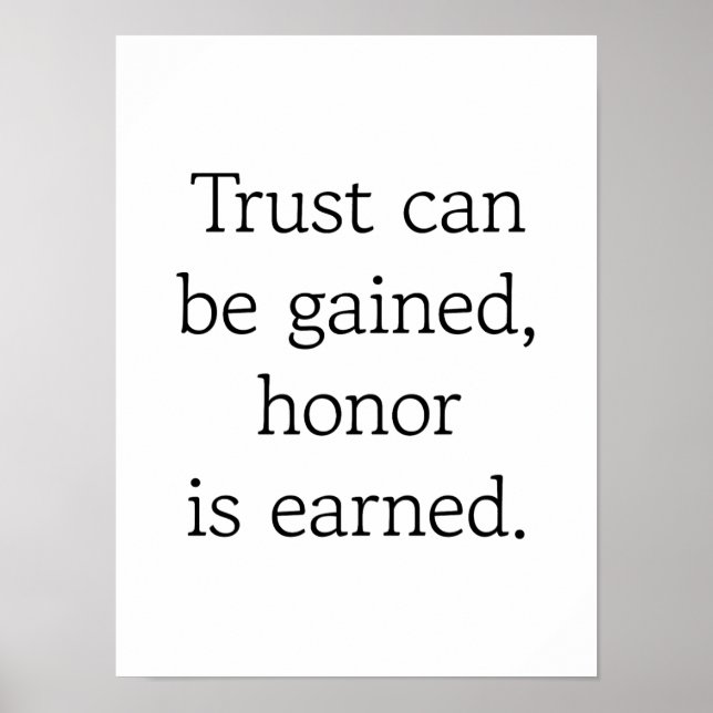 Trust & Honor Poster (Vorne)