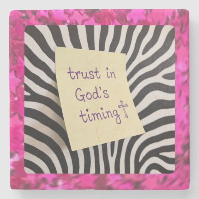 Trust in God's Timing pink glitter zebra y2k Steinuntersetzer (Vorderseite)
