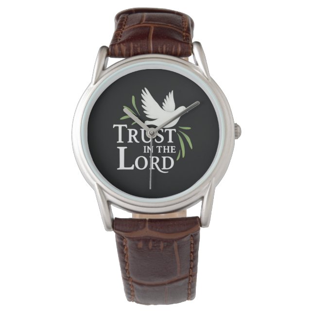 Trust in the Lord White Dove Christian Armbanduhr (Vorderseite)