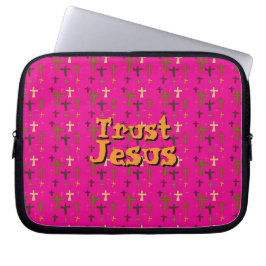 “Trust Jesus” Crosses Christian Themed Pink Laptopschutzhülle