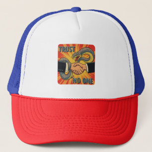 "Trust No one - Retro Snake Handshake Art Truckerkappe