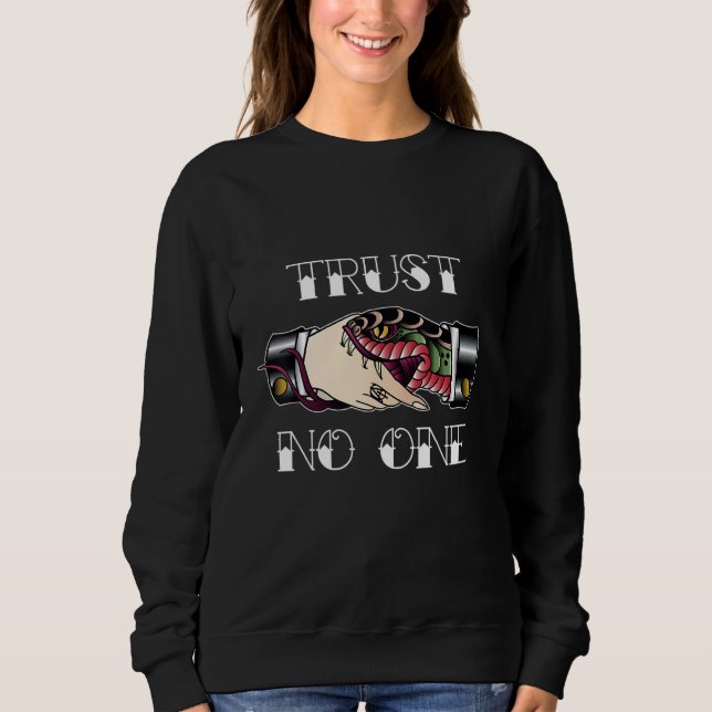 Trust No One Vintage Snake Hand Shake Sweatshirt (Vorderseite)