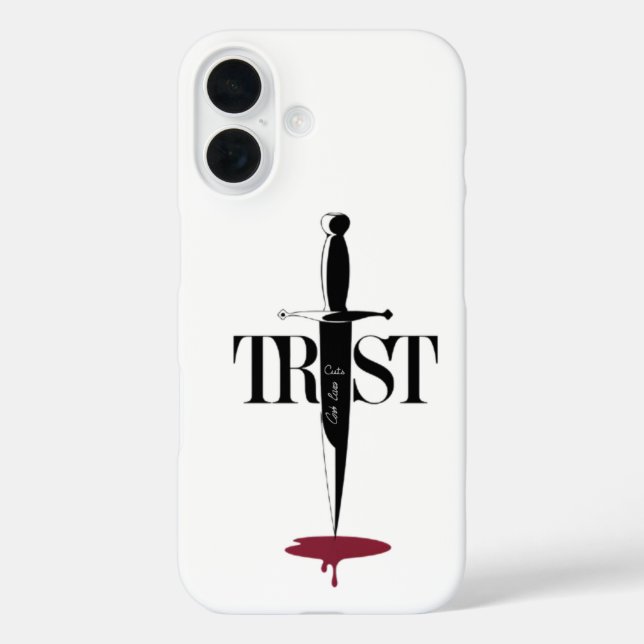 Trustkürzungen Tiefe: Minimalistische Dagger Art iPhone 16 Hülle (Rückseite)