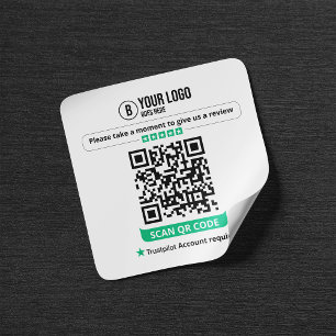 Trustpilot Bewertungen QR-Code Bewerte Mein Untern Quadratischer Aufkleber