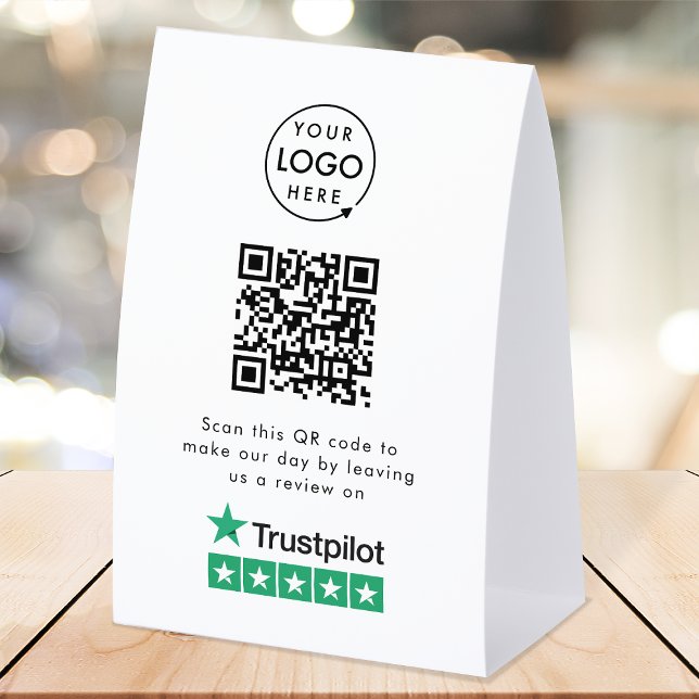 Trustpilot Reviews Tabletop Sign | QR Table Tent Tischaufsteller (Gain Trustpilot reviews & grow your business with this rating request editable tabletop sign.)