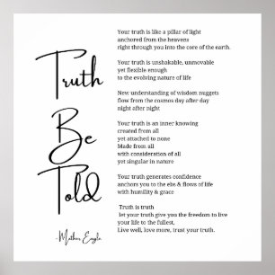 Truth Be Told poème poster décoration murale
