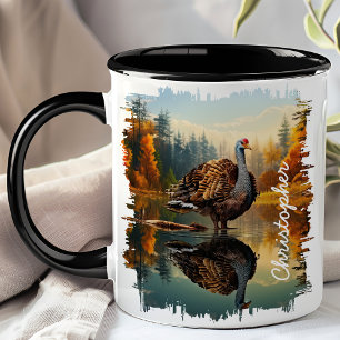 Truthahn am Herbstsee Spiegelung Tasse