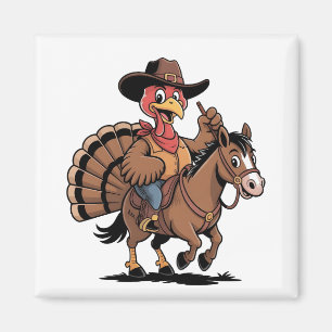 Truthahn auf einem Pferd reitend Cowboy Truthahn E Magnet