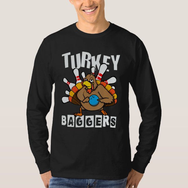 Truthahn-Bagger-Bowling  Frohes Erntedankfest T-Shirt (Vorderseite)