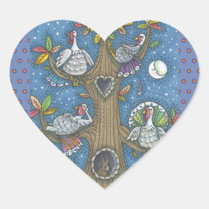 TRUTHAHN-BAUM, THANKSGIVING-GACKERER-STICKER Herz Herz-Aufkleber