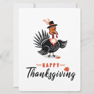 Truthahn Cartoon mit Hut Happy Thanksgiving-Karte  Einladung