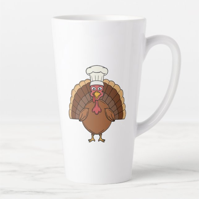 Truthahn-Chef-Cartoon-Thanksgiving Milchtasse (Rechts)