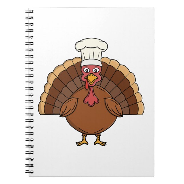 Truthahn-Chef-Cartoon-Thanksgiving Notizblock (Vorderseite)
