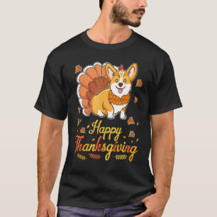 Truthahn Corgi Hund Frohes Halloween Erntedankfest T-Shirt