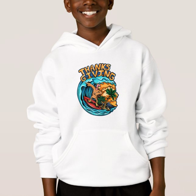 Truthahn, der auf einem Surfbrett auf den Ozeanwel Hoodie (Vorderseite)