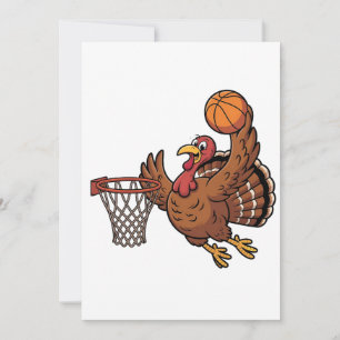 Truthahn-Dunking-Basketball-Sport-Erntedankfest-Fa Dankeskarte