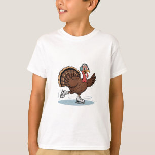 Truthahn Eislaufen Erntedankfest Gockel T-Shirt