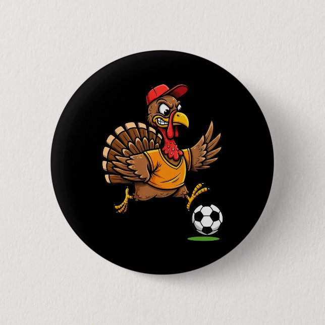 Truthahn Fußball Thanksgiving Truthahn spielt Fußb Button (Vorderseite)