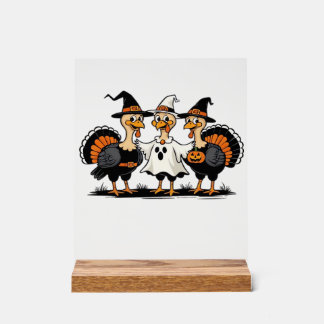 Truthahn Halloween Boo, Erntedank Truthahn, Grusel Acrylschild