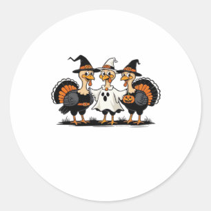 Truthahn Halloween Boo, Erntedank Truthahn, Grusel Runder Aufkleber