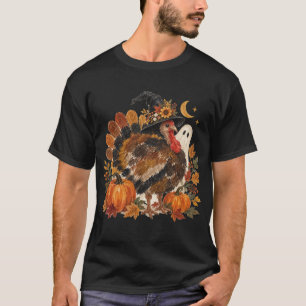 Truthahn Halloween Erntedankfest Hexenhut T-Shirt