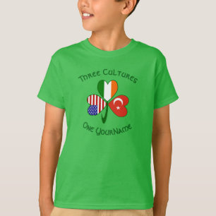 Truthahn Irland USA Kleeblatt Flagge Personalisier T-Shirt