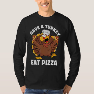 Truthahn isst Pizza Erwachsener Vegan Kinder Ernte T-Shirt