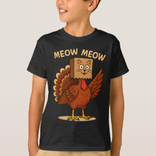 Truthahn Katze Miauen Lustiger Erntedankfest Männe T-Shirt