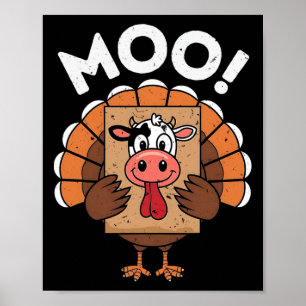 Truthahn Moo Lustig Falsche Kuh Erntedankfest Jung Poster