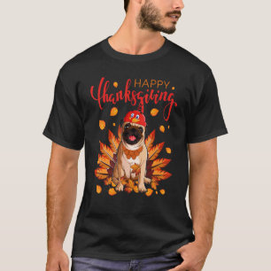 Truthahn Mops Ahornblatt Herbst Dankfest T-Shirt