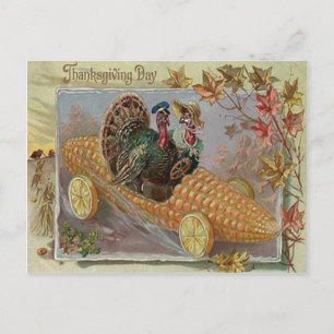 Truthahn-Paar Mais Auto Herbstlaub Postkarte