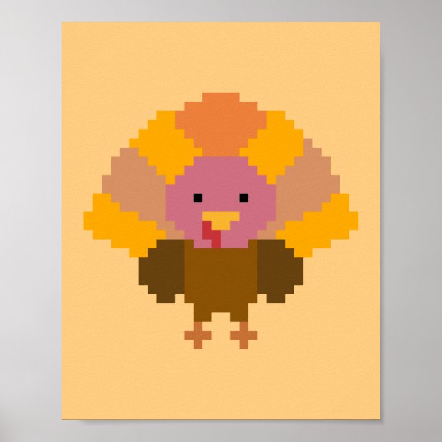 Truthahn - Pixel Art Poster (Vorne)