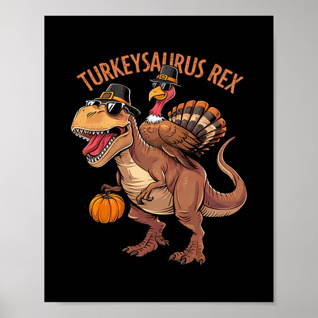 Truthahn Saurus Rex Truthahn Dino Erntedankfest Kl Poster (Vorne)