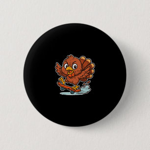 Truthahn Skateboard Retro Fahrt Button